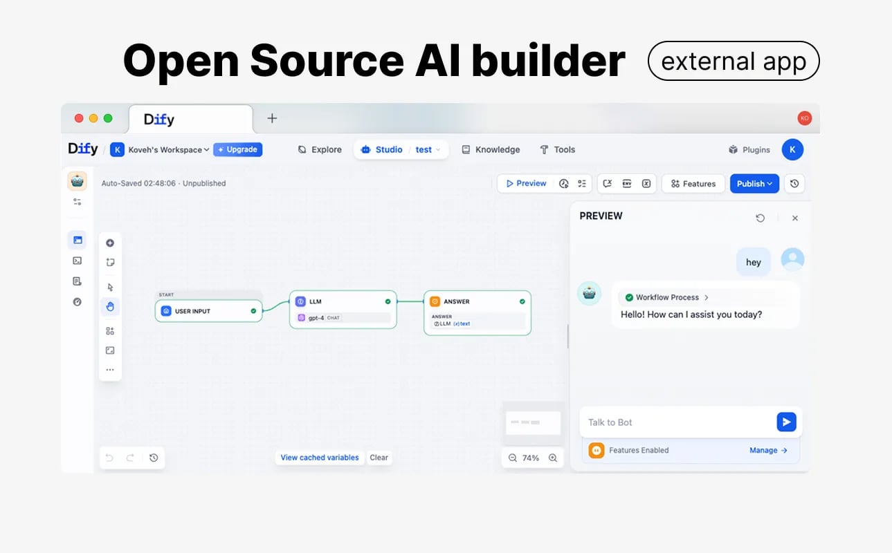 Dify – no-code AI builder