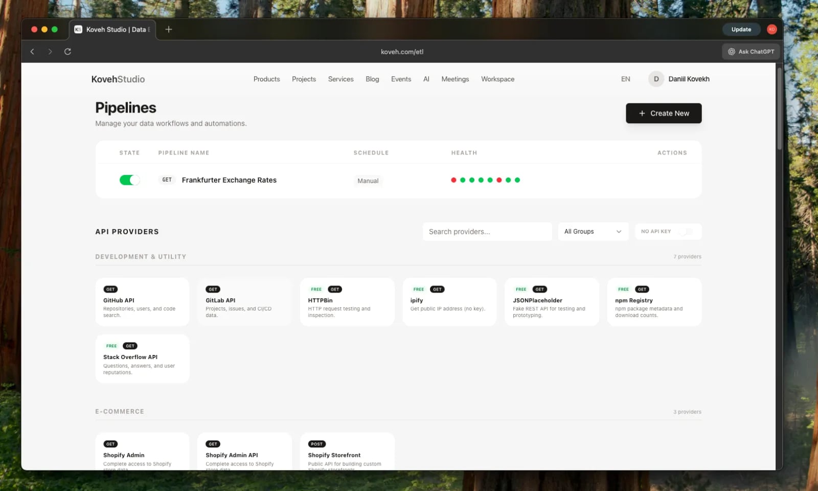 ETL as a service at koveh.com